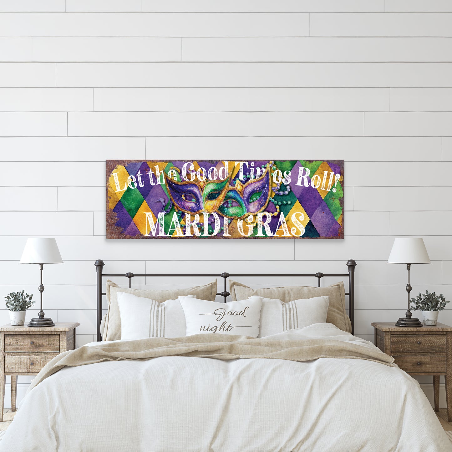 Festive Mardi Gras Wall Art - Vibrant Masks & Beads Decor for Covered Porch Entryway