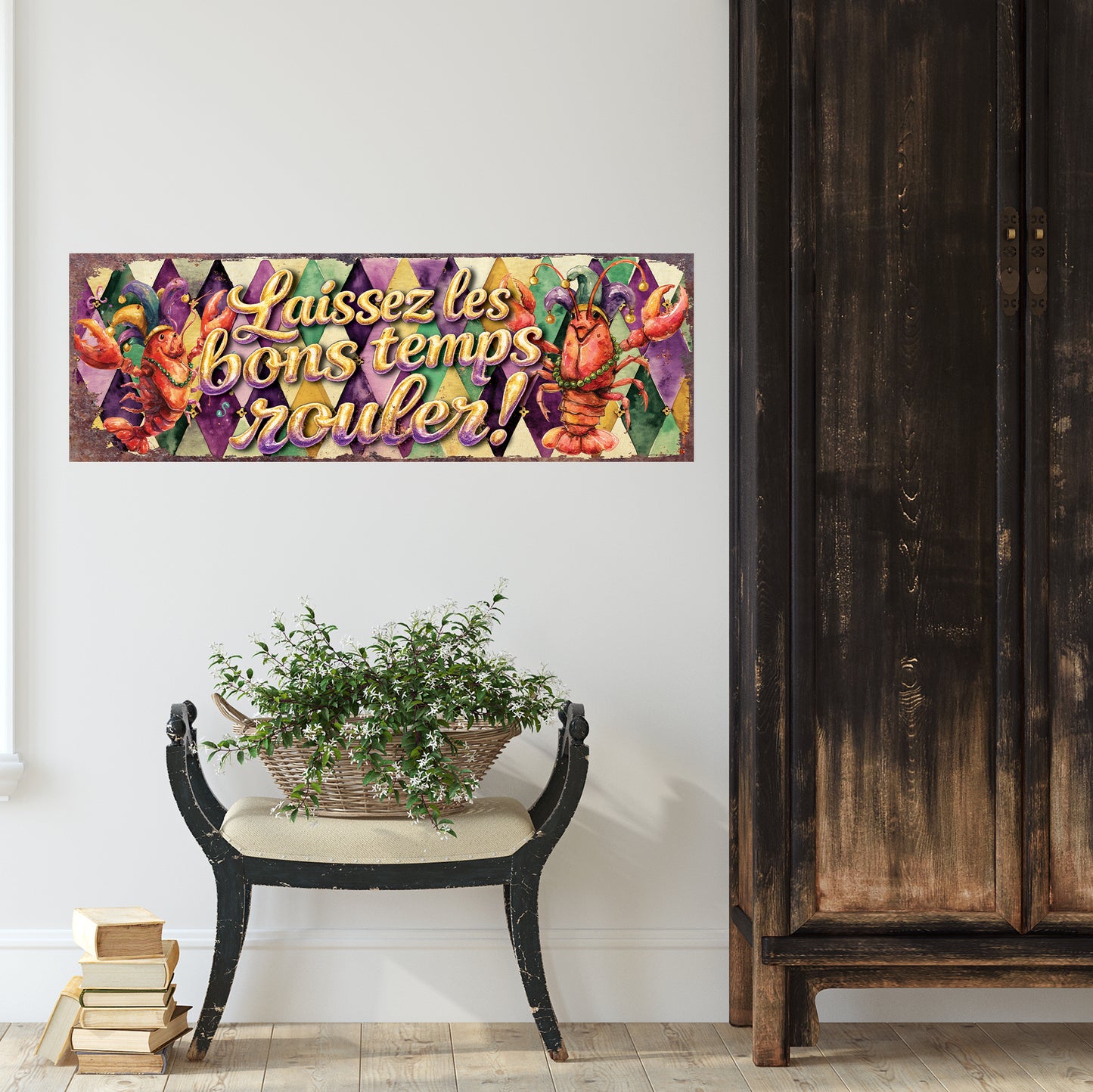 Festive Mardi Gras Wall Art Decor - Whimsical Crawfish Design for Home, Covered Patio & Porch