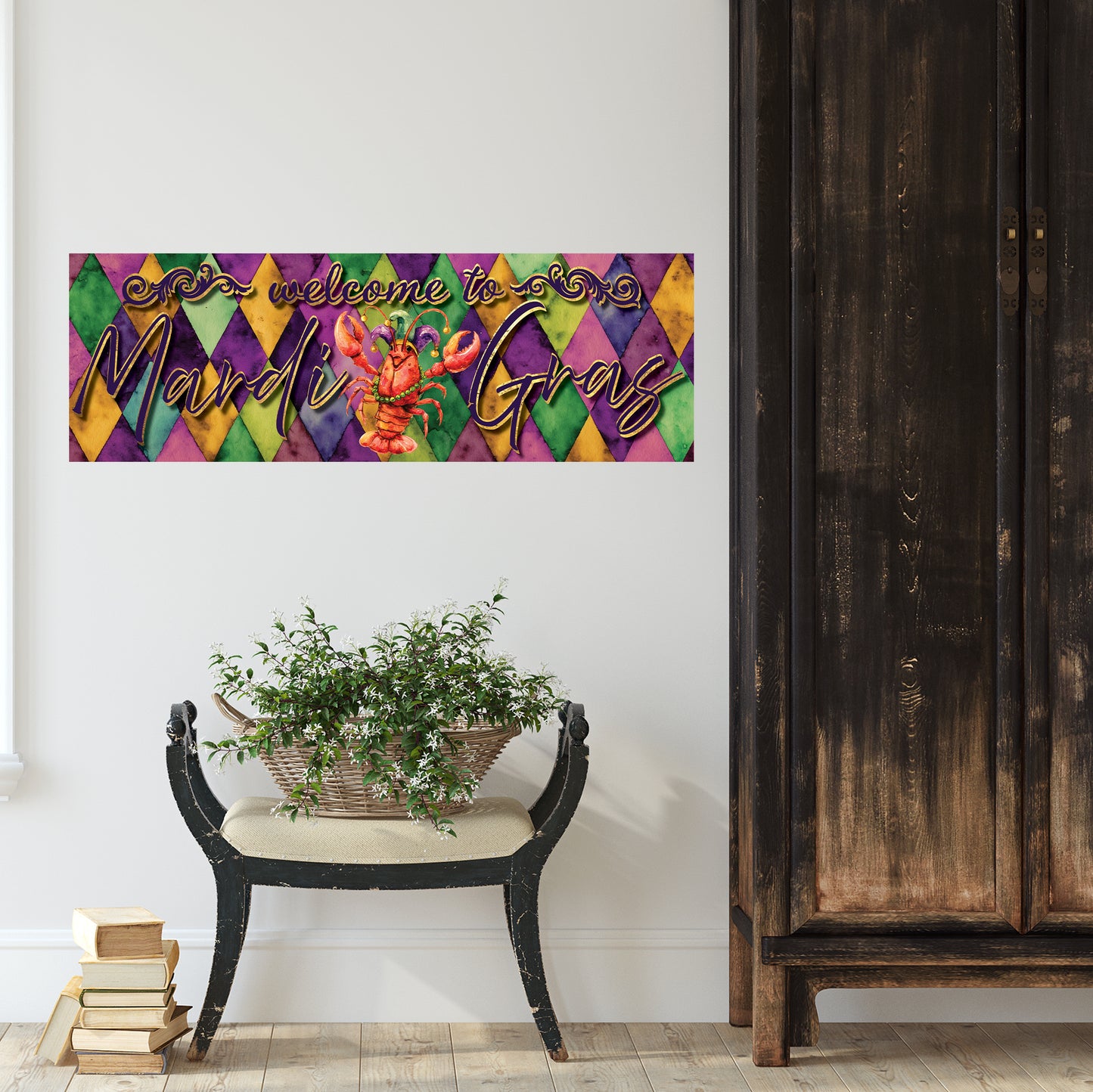 Festive Mardi Gras Whimsical Crawfish Wall Art Decor - Vibrant Accent for Covered Patio, Porch & Home