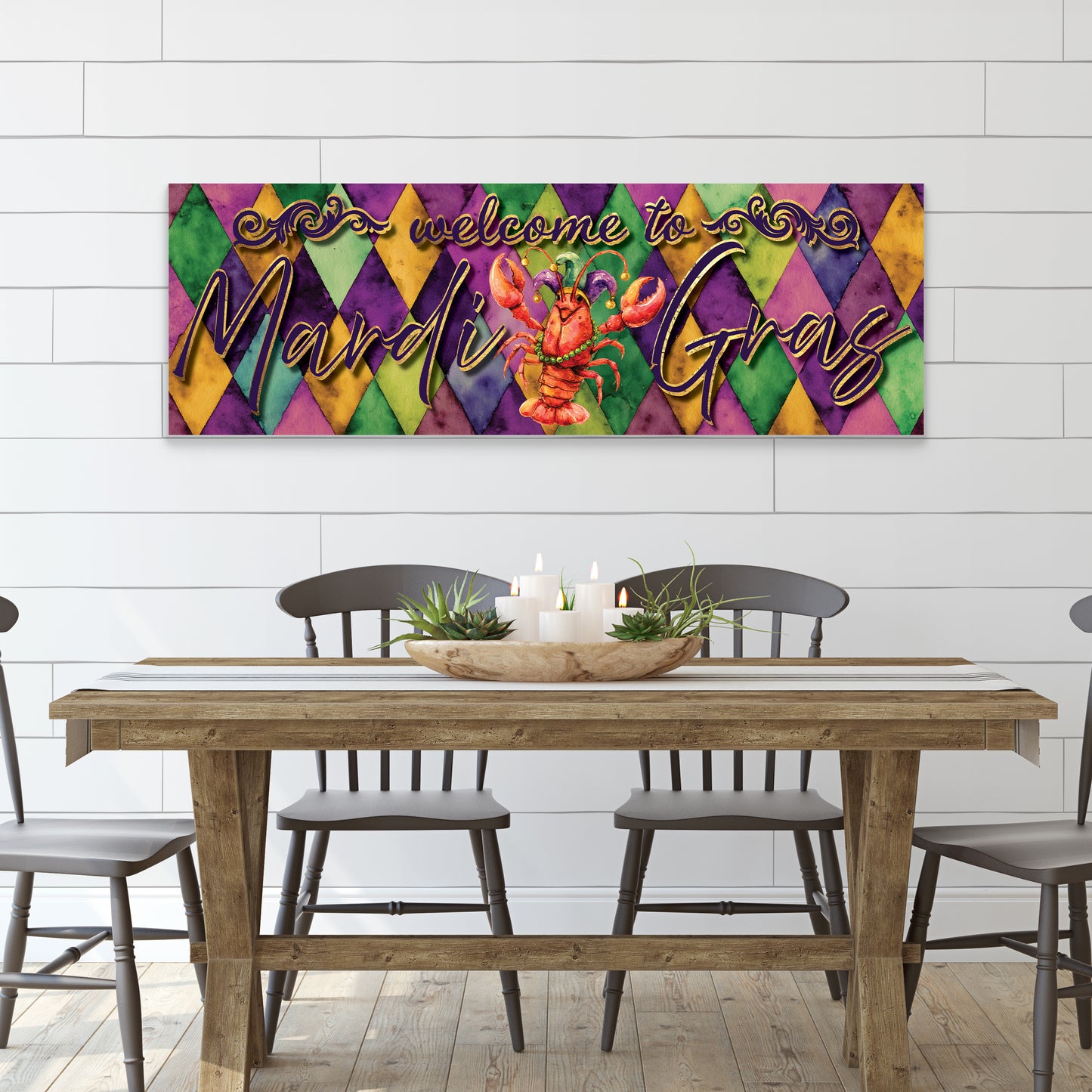 Festive Mardi Gras Whimsical Crawfish Wall Art Decor - Vibrant Accent for Covered Patio, Porch & Home