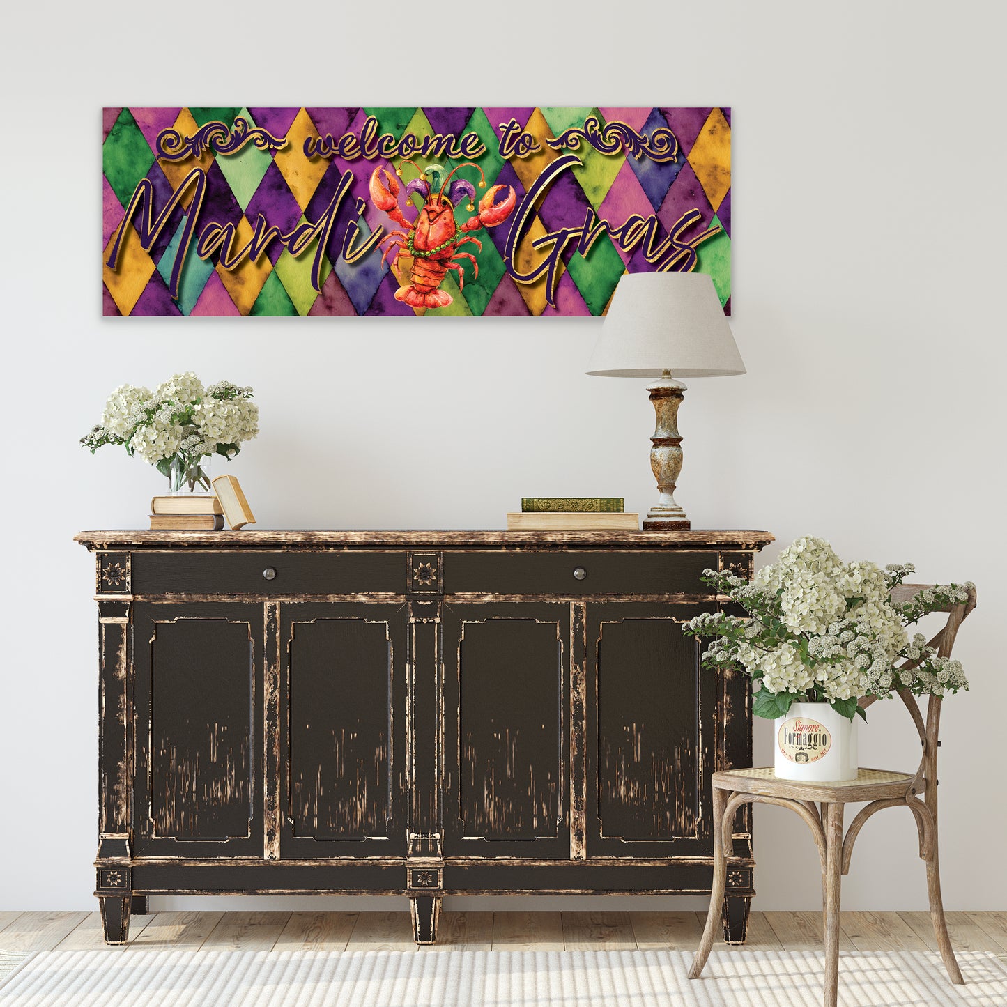 Festive Mardi Gras Whimsical Crawfish Wall Art Decor - Vibrant Accent for Covered Patio, Porch & Home