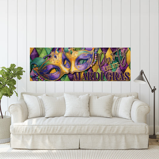 Vibrant Mardi Gras Masquerade Masks Wall Art - Festive Decor for Home & Porch