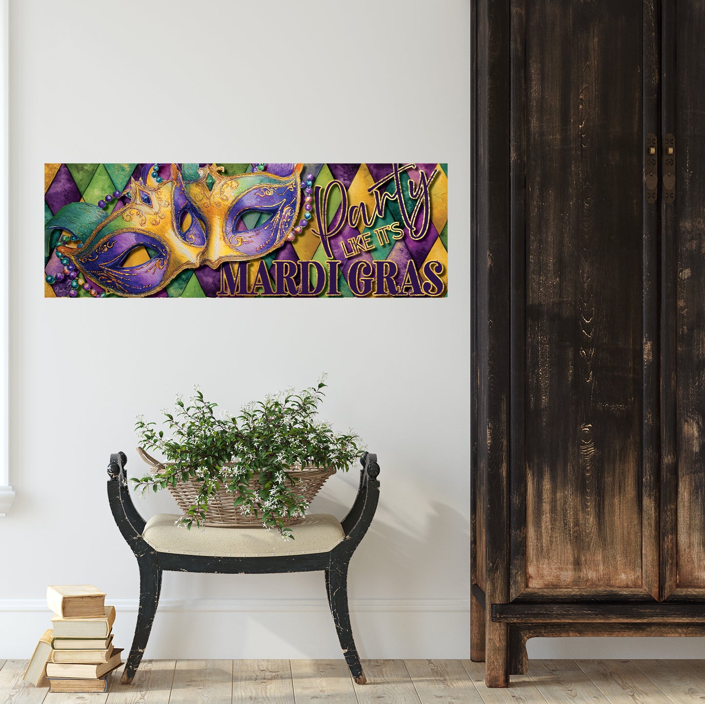 Vibrant Mardi Gras Masquerade Masks Wall Art - Festive Decor for Home & Porch