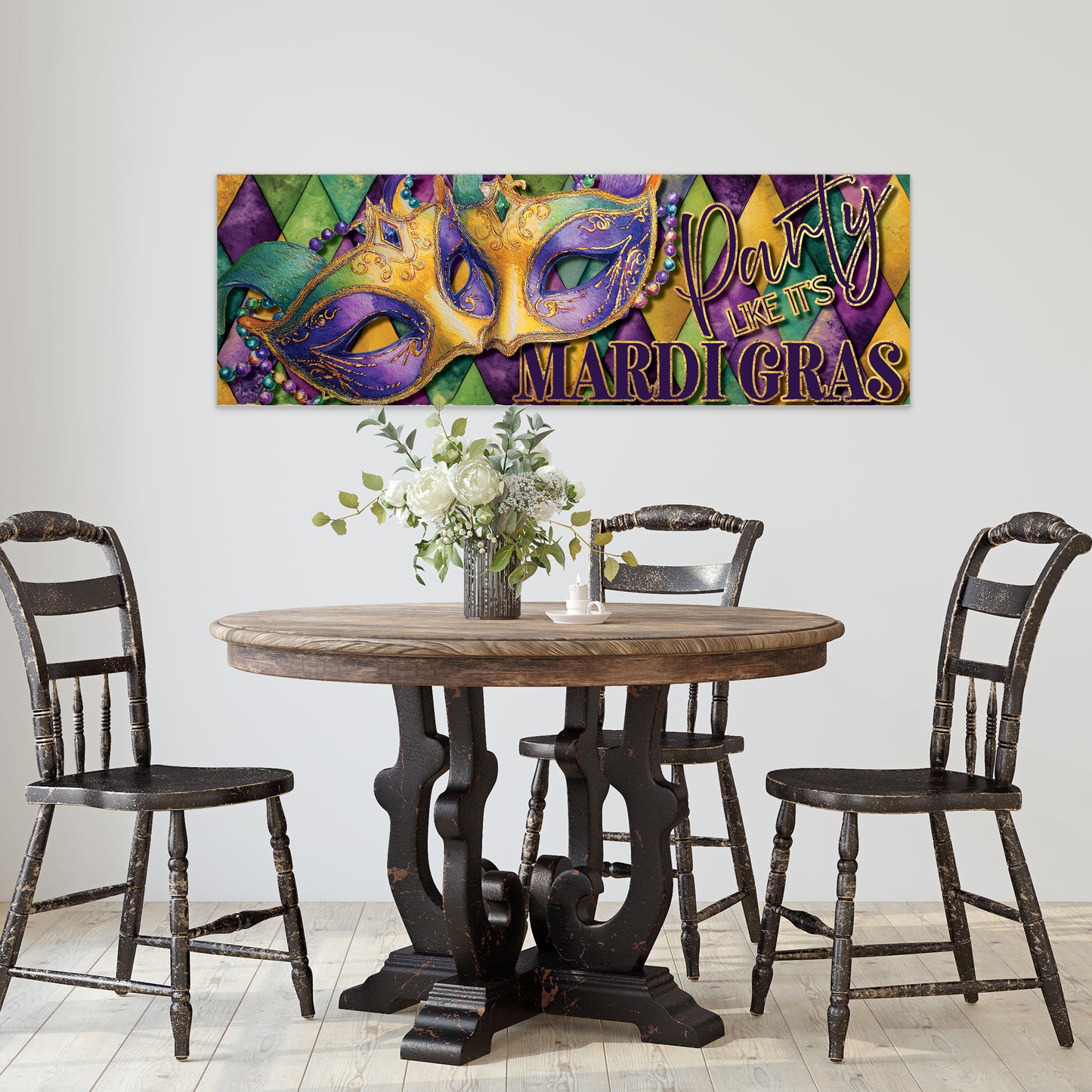 Vibrant Mardi Gras Masquerade Masks Wall Art - Festive Decor for Home & Porch