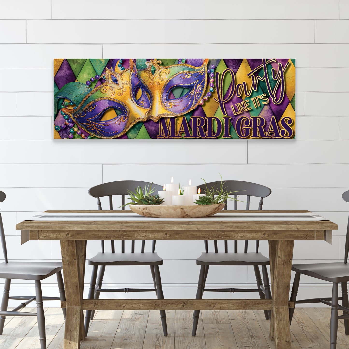 Vibrant Mardi Gras Masquerade Masks Wall Art - Festive Decor for Home & Porch