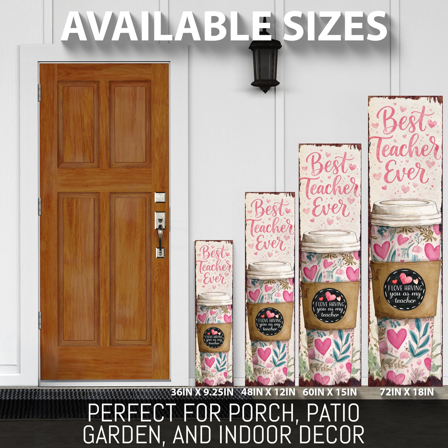 Thoughtful Teacher Valentine Gift Porch Sign - Elegant Floral 'Best Teacher Ever' Decor for Front Door