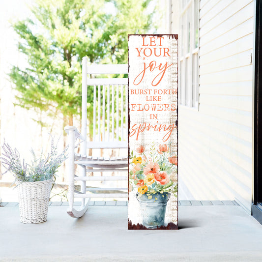 Joyful Spring Porch Sign - Floral Burst Artwork for Entryway & Patio Welcome