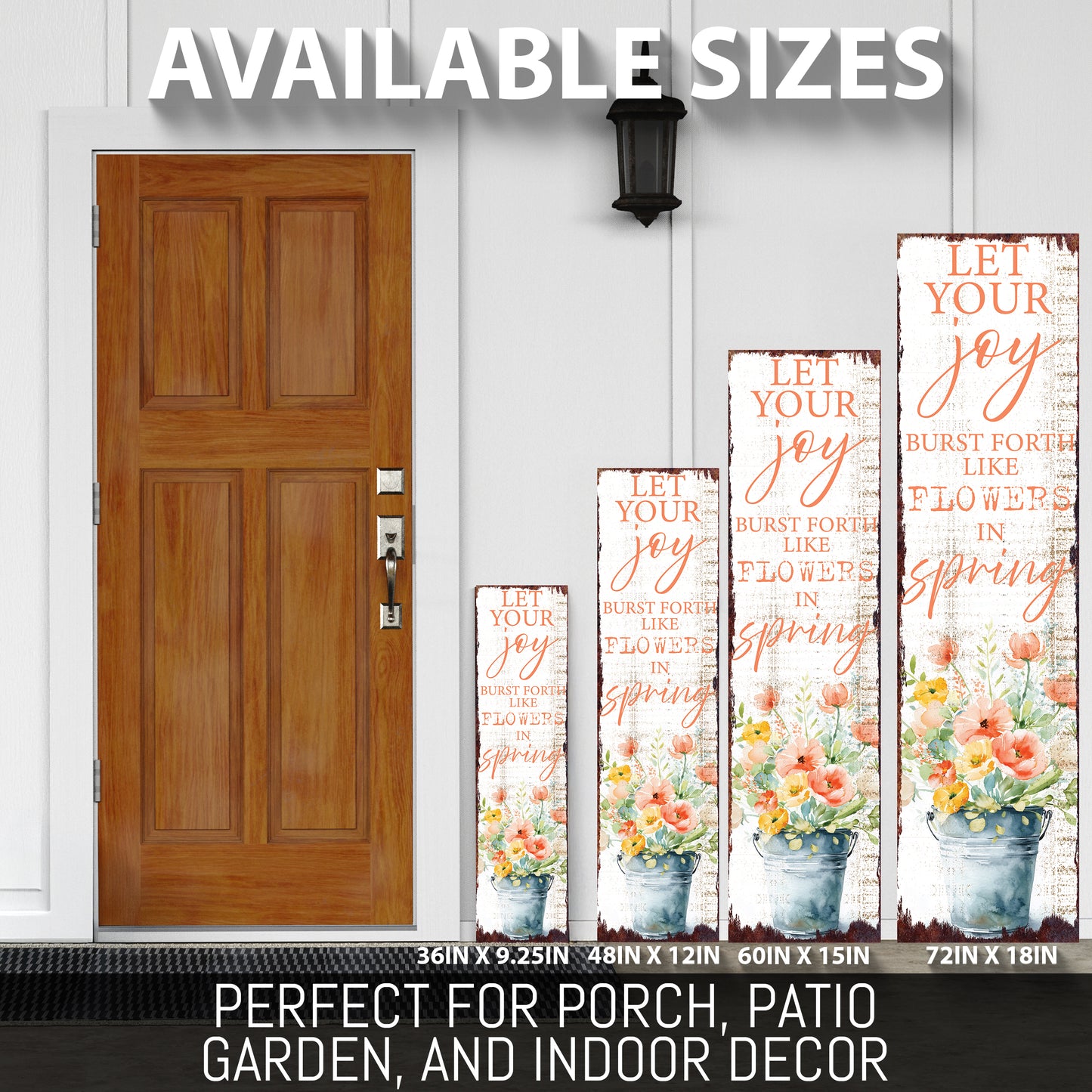 Joyful Spring Porch Sign - Floral Burst Artwork for Entryway & Patio Welcome