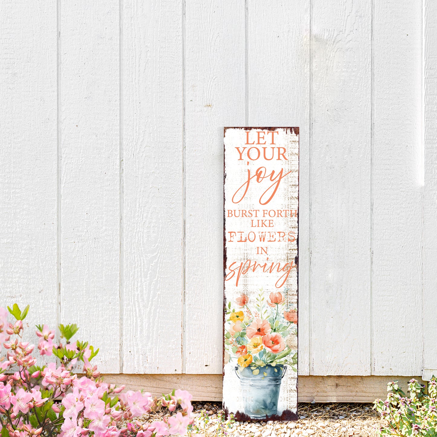 Joyful Spring Porch Sign - Floral Burst Artwork for Entryway & Patio Welcome