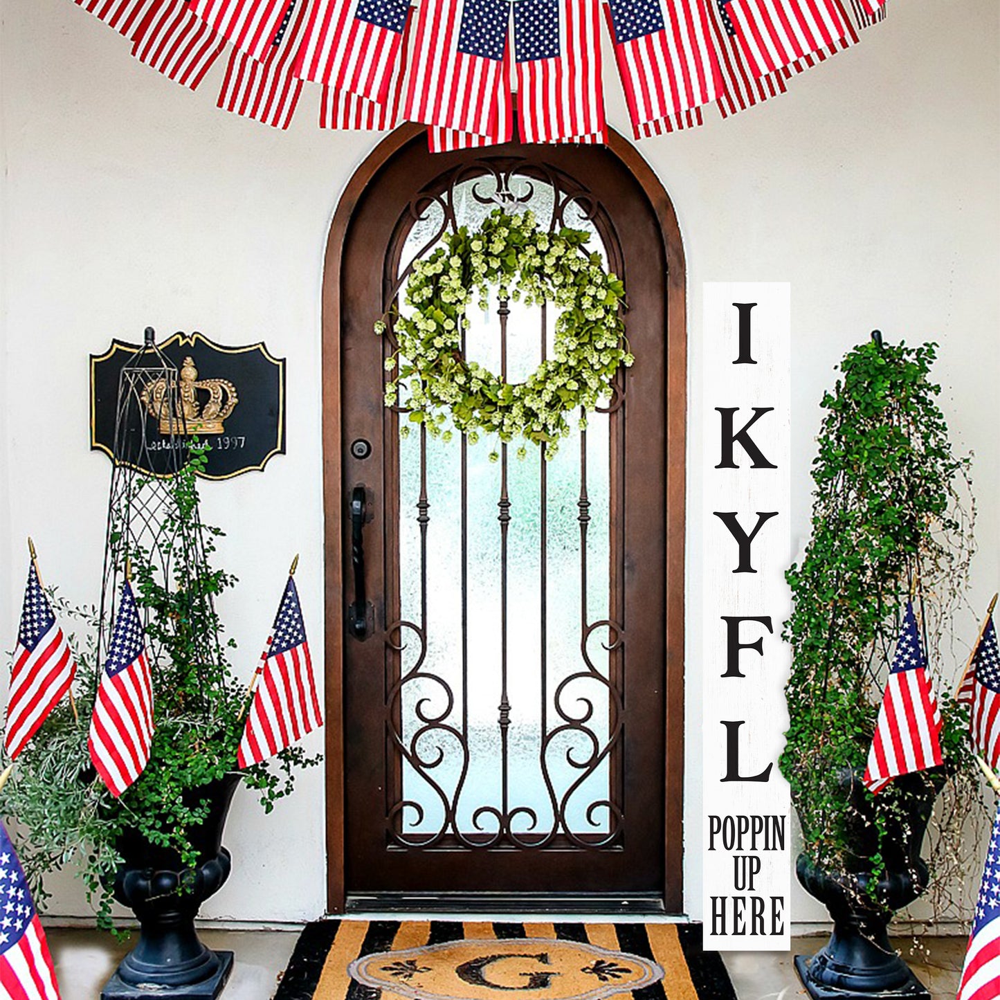 72-inch"IKYFL Poppin Up Here" Porch Sign, Bold and Playful Entryway Decor, Fun Door Sign for Home, Porch or Patio