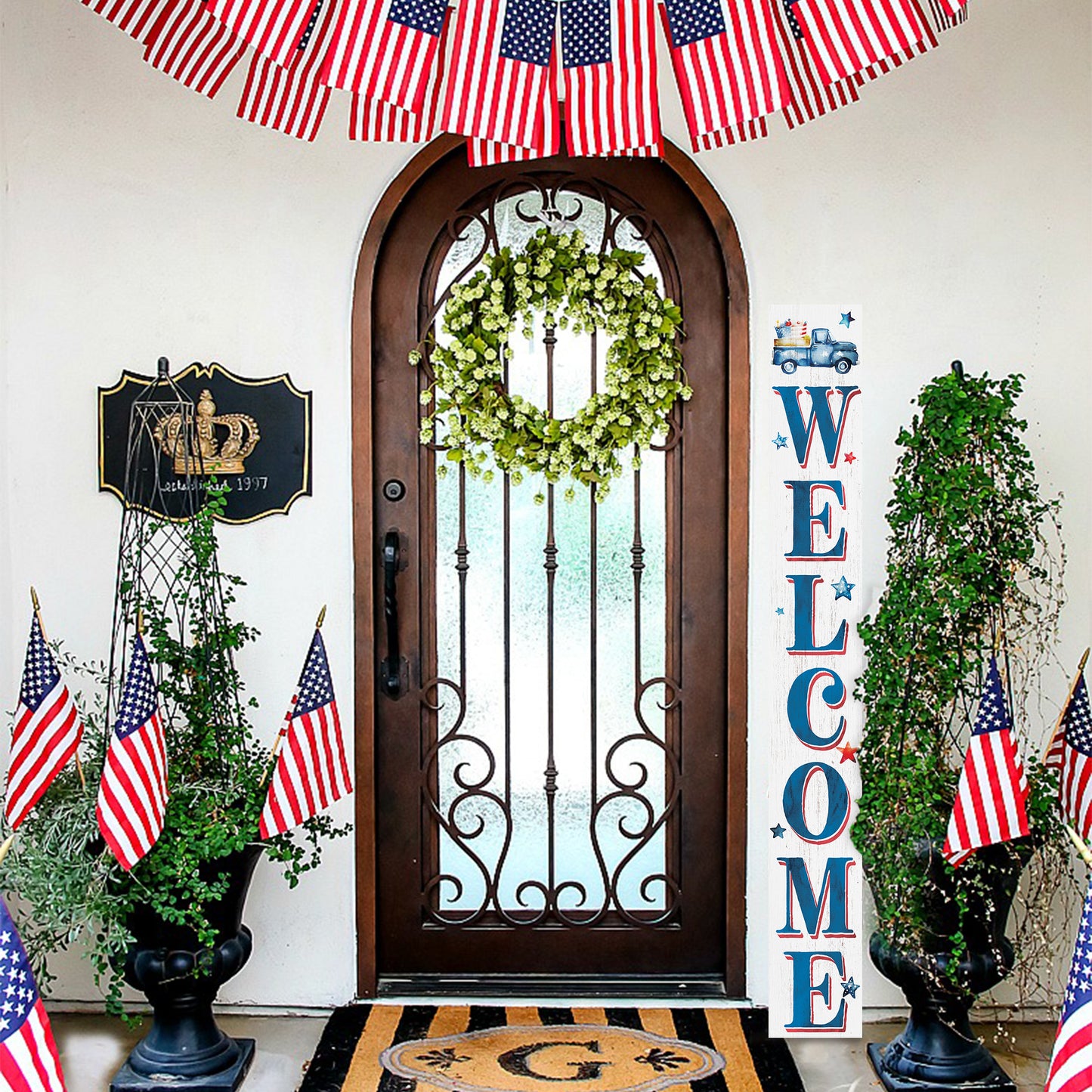 72in Welcome Porch Sign, 4th of July Porch Decor, Farmhouse Decor for Porch, Independence Day Outdoor Decor