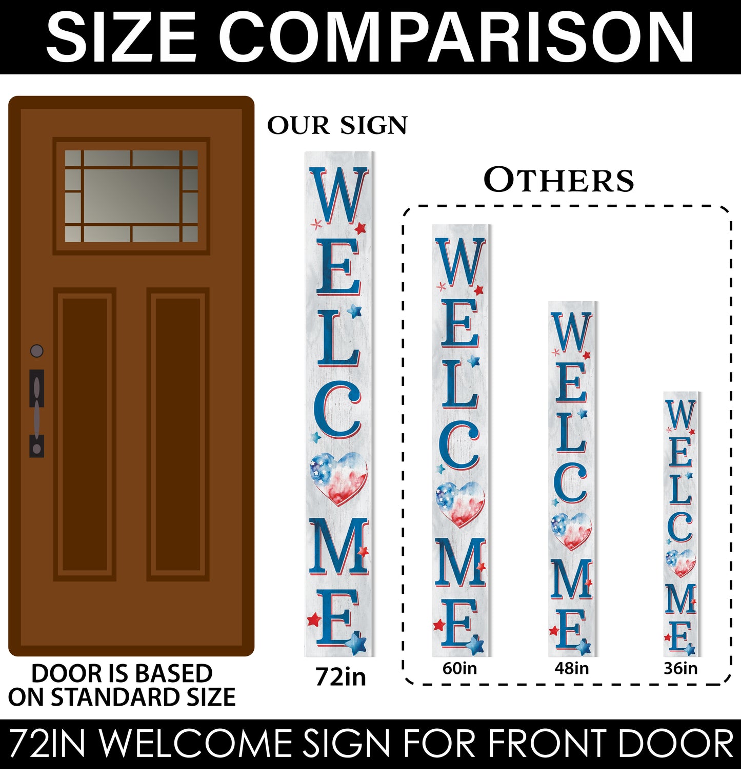 72in Welcome Porch Sign , 4th of July Porch Decor , Decor for Porch , Independence Day Outdoor Decor