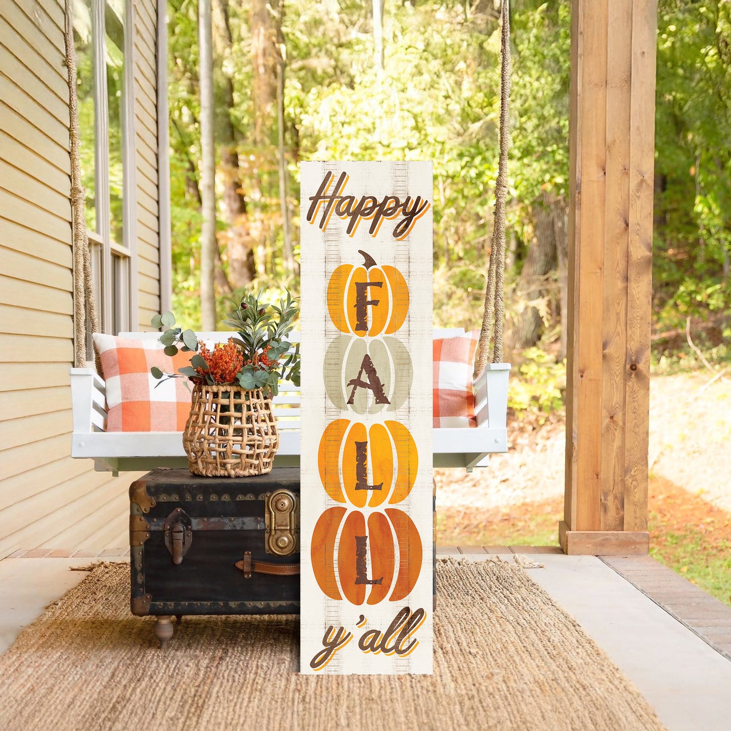 Happy Fall Y'all  Wooden Porch Sign Seasonal Front Door Display | Perfect for Autumn Celebrations | Rustic Decor