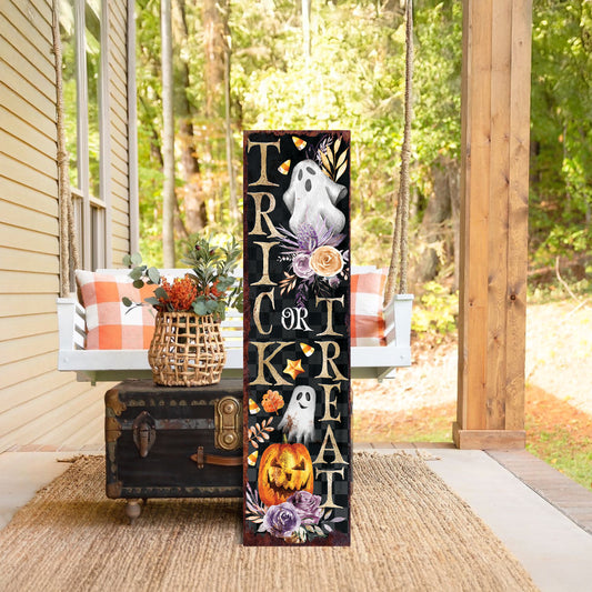 Trick or Treat Halloween Porch Sign, Front Porch Halloween Sign, Halloween Decor for Entryway, Mantle, Living Room, Porch Decor