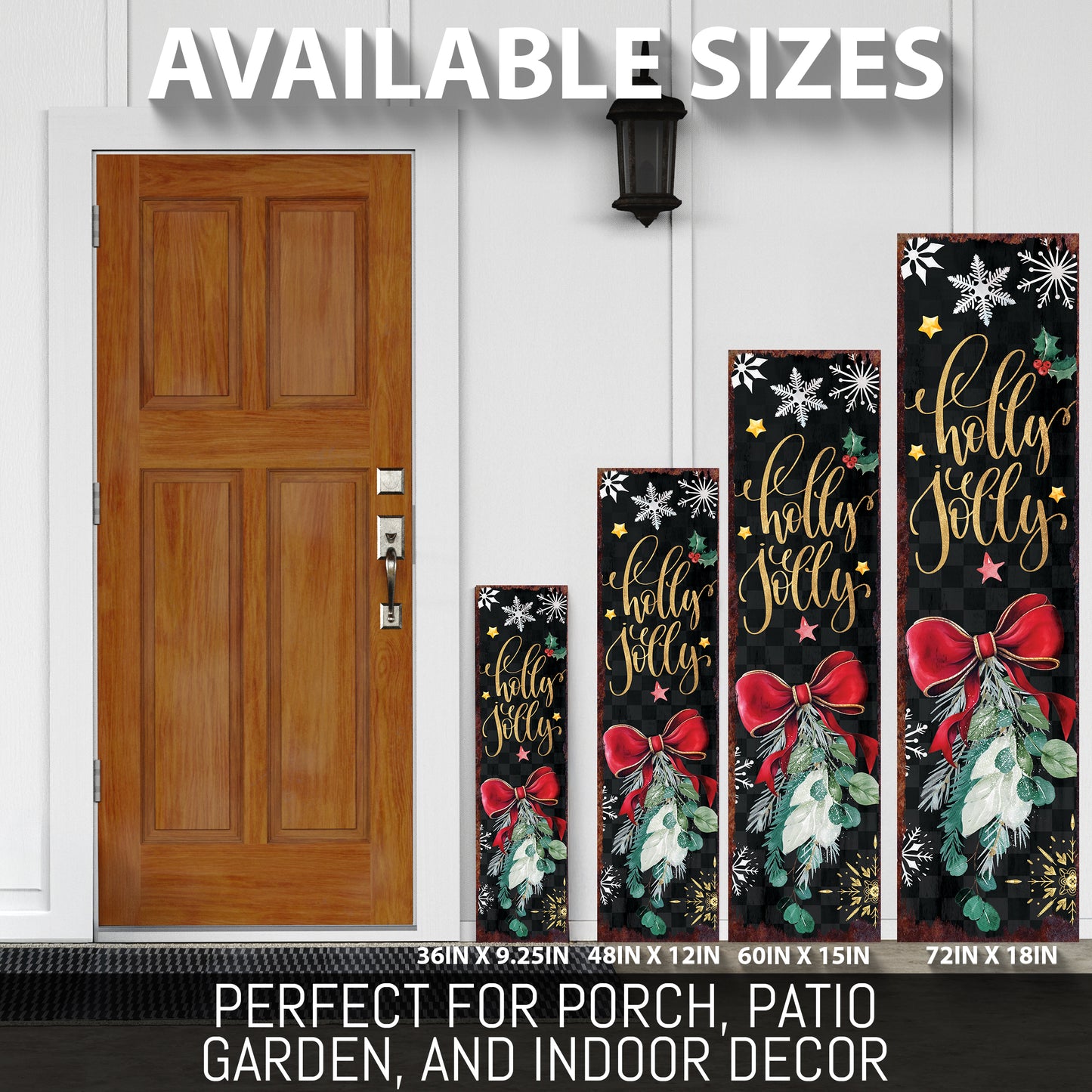 Christmas Holly Jolly Porch Sign | Festive Outdoor Entryway Welcome Decor