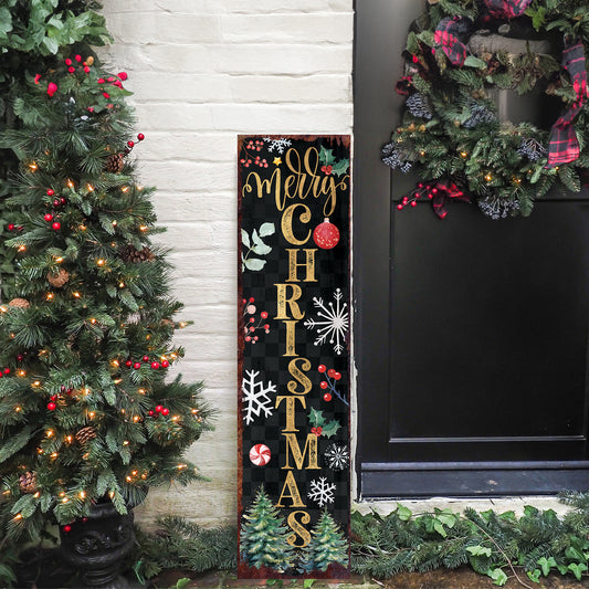 Festive Merry Christmas Porch Sign | Farmhouse Outdoor Welcome Decor