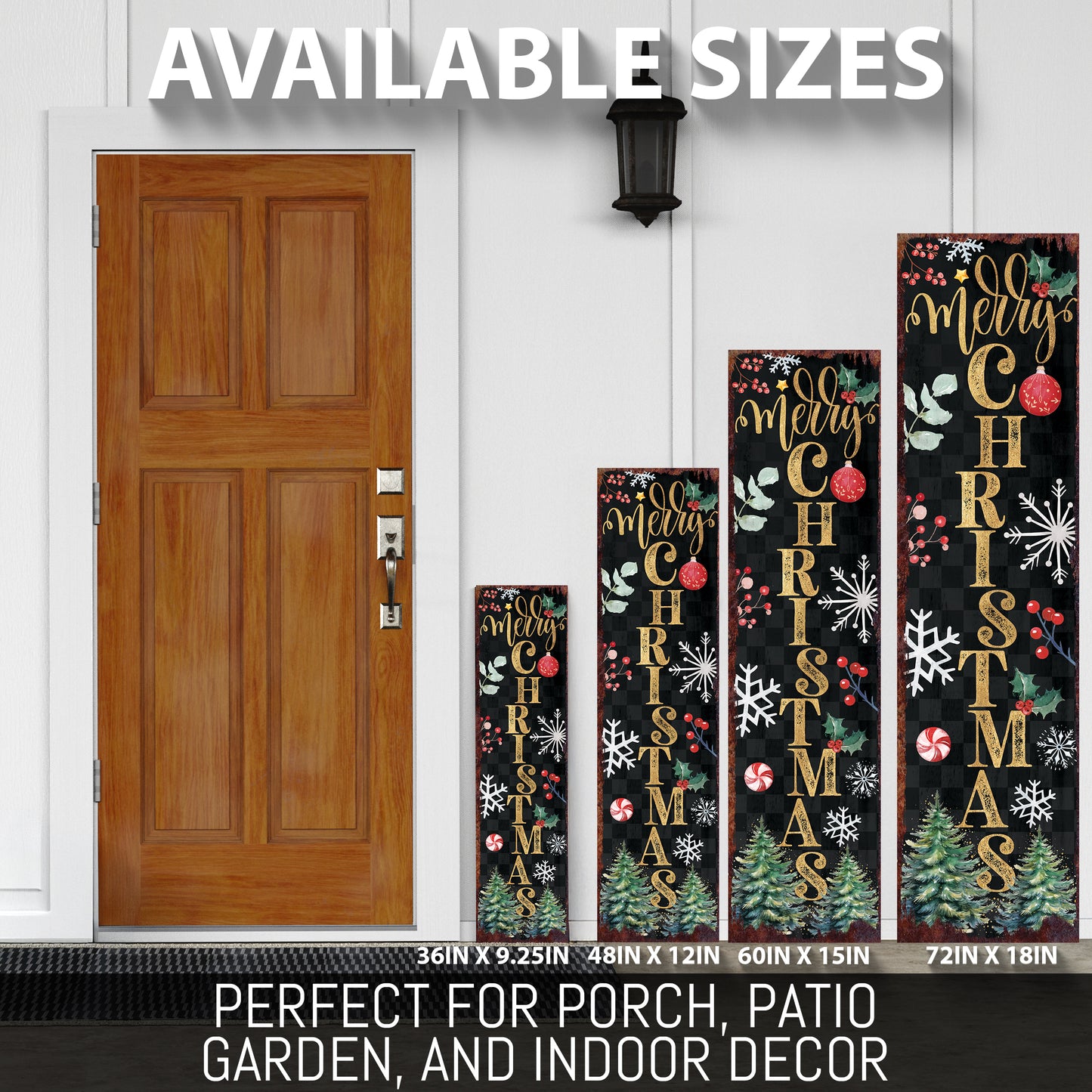 Festive Merry Christmas Porch Sign | Farmhouse Outdoor Welcome Decor