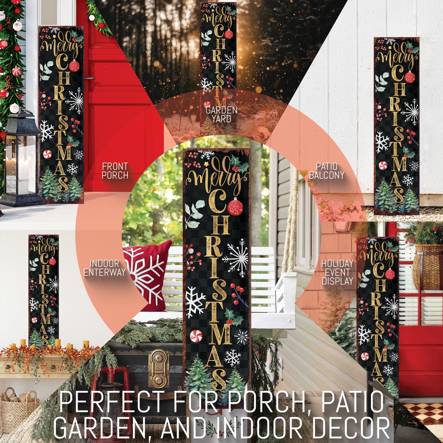 Festive Merry Christmas Porch Sign | Farmhouse Outdoor Welcome Decor