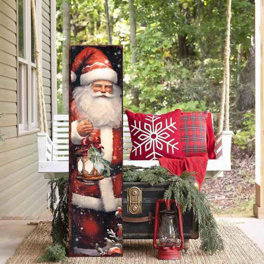 Jolly Santa Christmas Porch Sign – Festive Entryway Welcome Decor