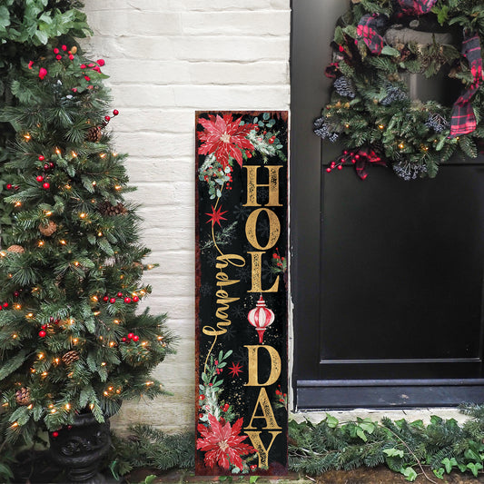 Rustic Farmhouse Christmas Porch Sign | Vertical Welcome Decor