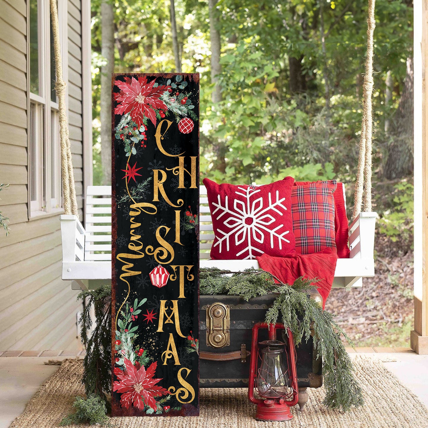 Merry Christmas Porch Sign | Rustic Farmhouse Entryway Decor