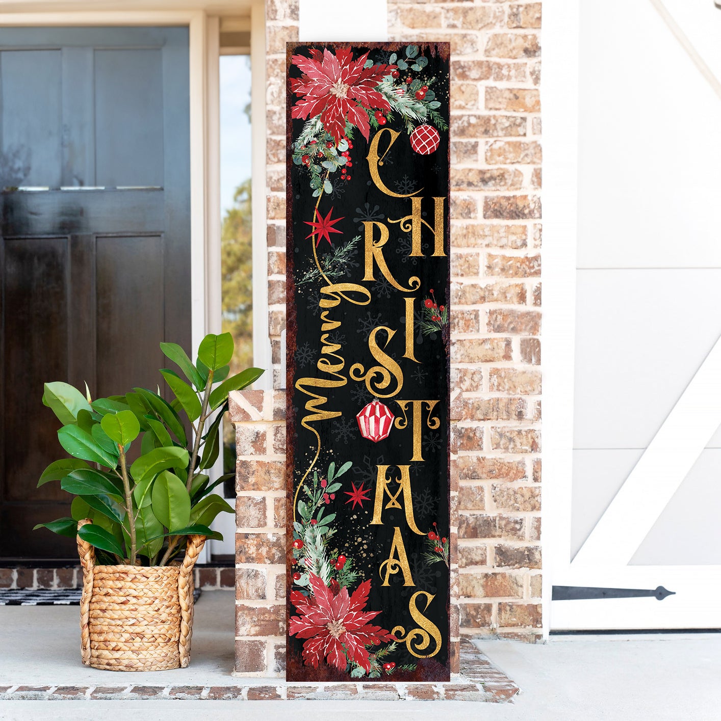 Merry Christmas Porch Sign | Rustic Farmhouse Entryway Decor