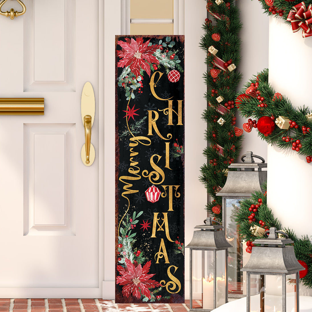 Merry Christmas Porch Sign | Rustic Farmhouse Entryway Decor