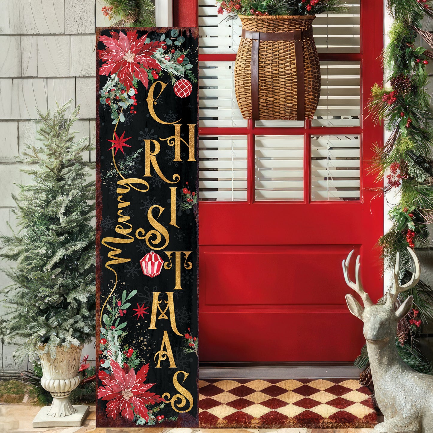 Merry Christmas Porch Sign | Rustic Farmhouse Entryway Decor
