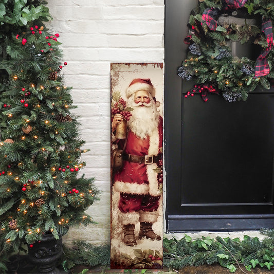 Vintage Santa Christmas Porch Leaner | Farmhouse Welcome Sign