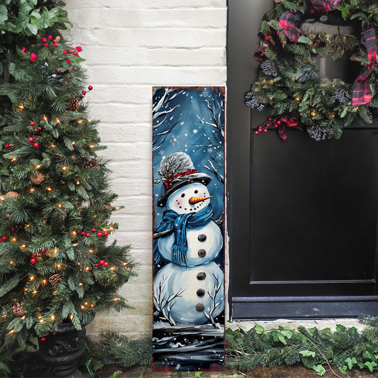 Rustic Christmas Snowman Welcome Porch Sign | Outdoor Decor Gift
