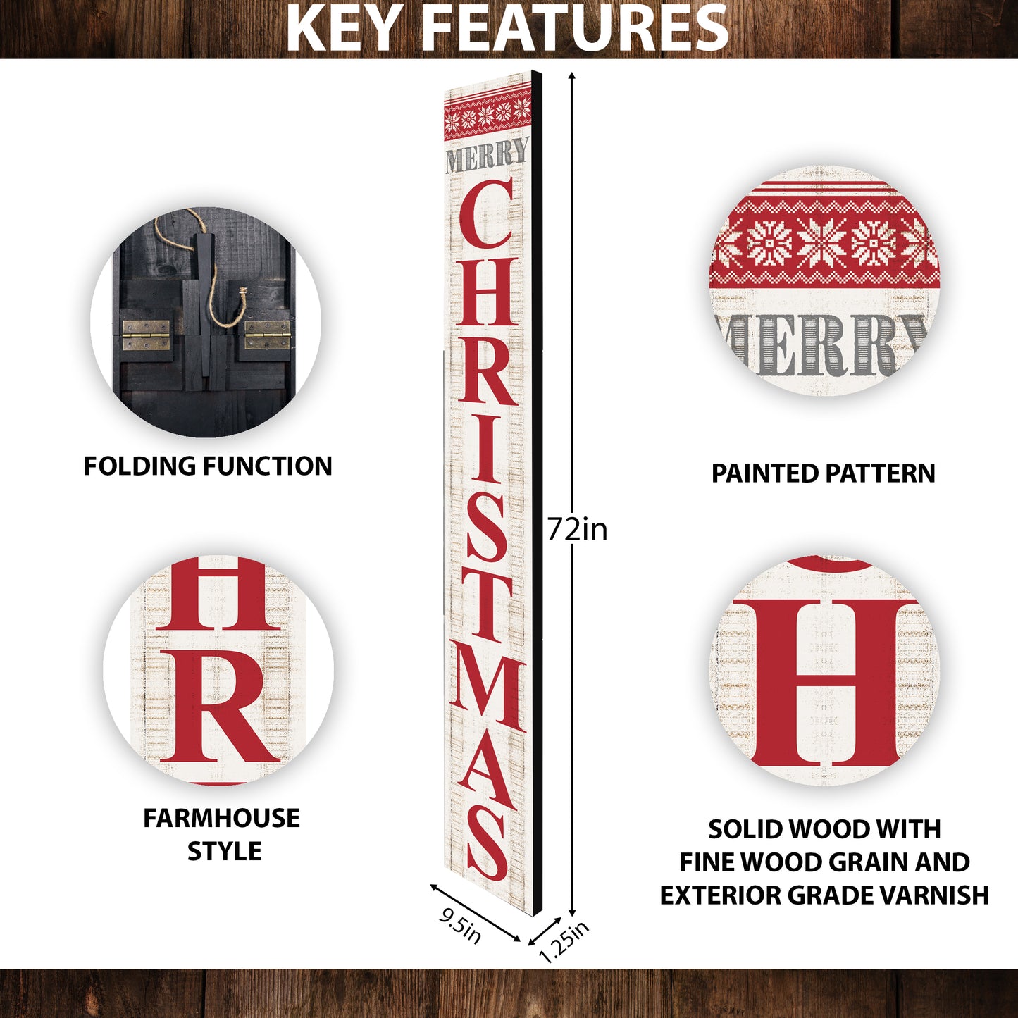 Farmhouse Merry Christmas Porch Sign | Festive Wooden Holiday Decor