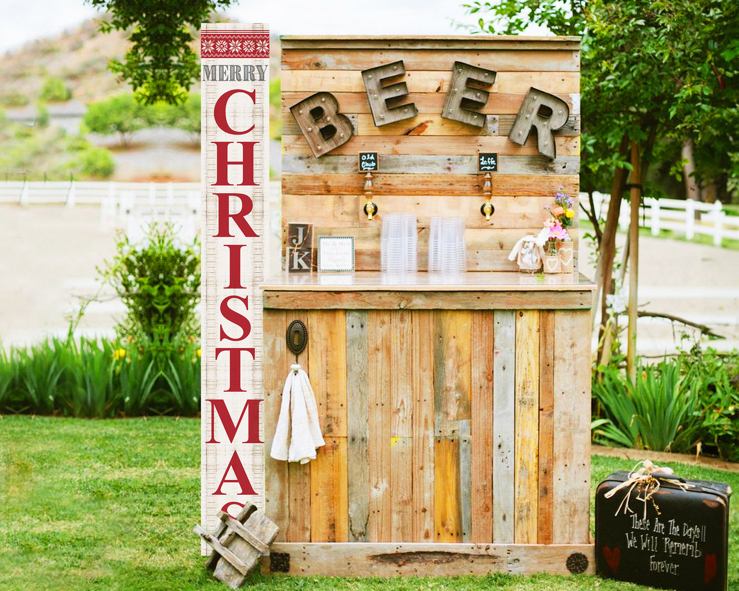 Farmhouse Merry Christmas Porch Sign | Festive Wooden Holiday Decor