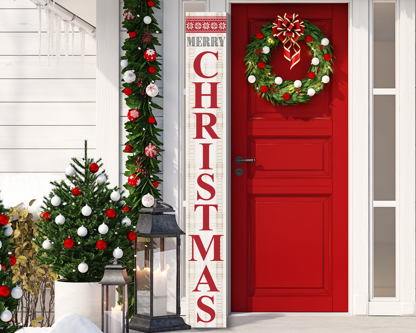 Farmhouse Merry Christmas Porch Sign | Festive Wooden Holiday Decor