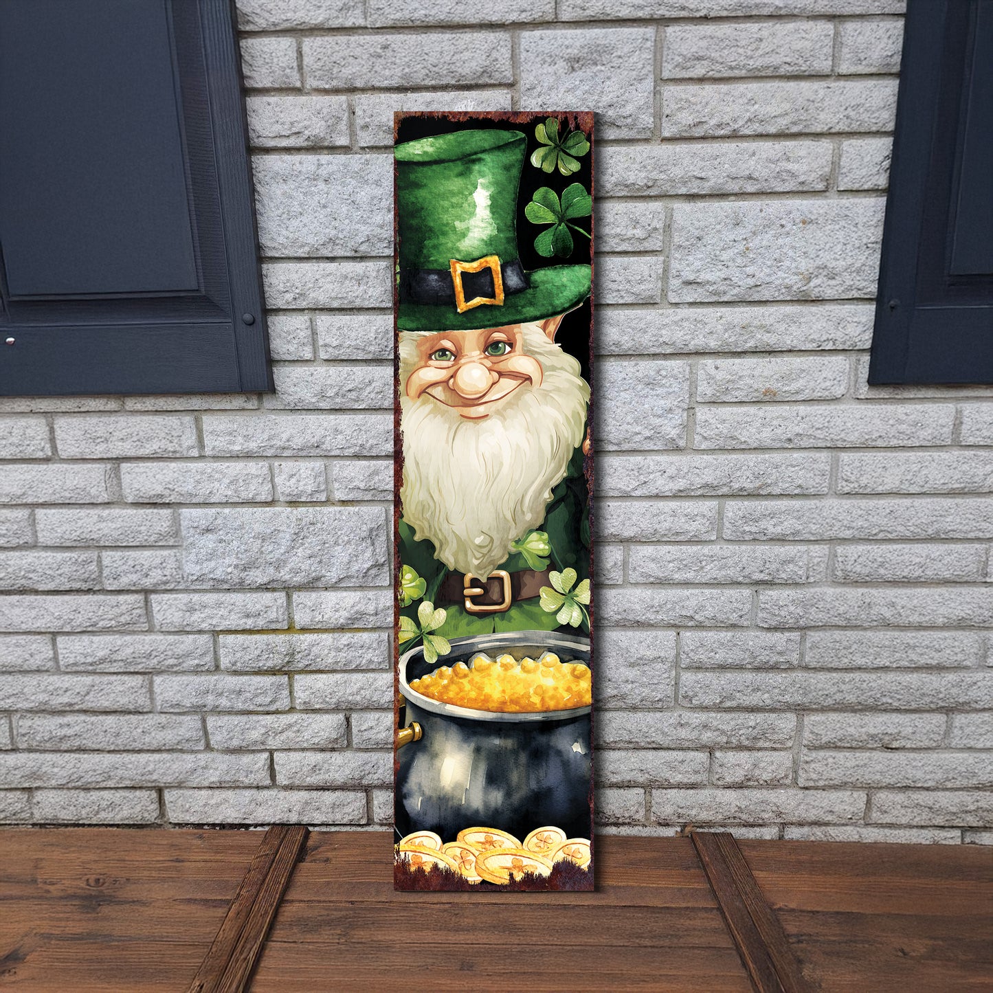 St. Patrick's Day Gnome Welcome Sign for Front Porch, St.Patrick's Outdoor Decor for Front Door
