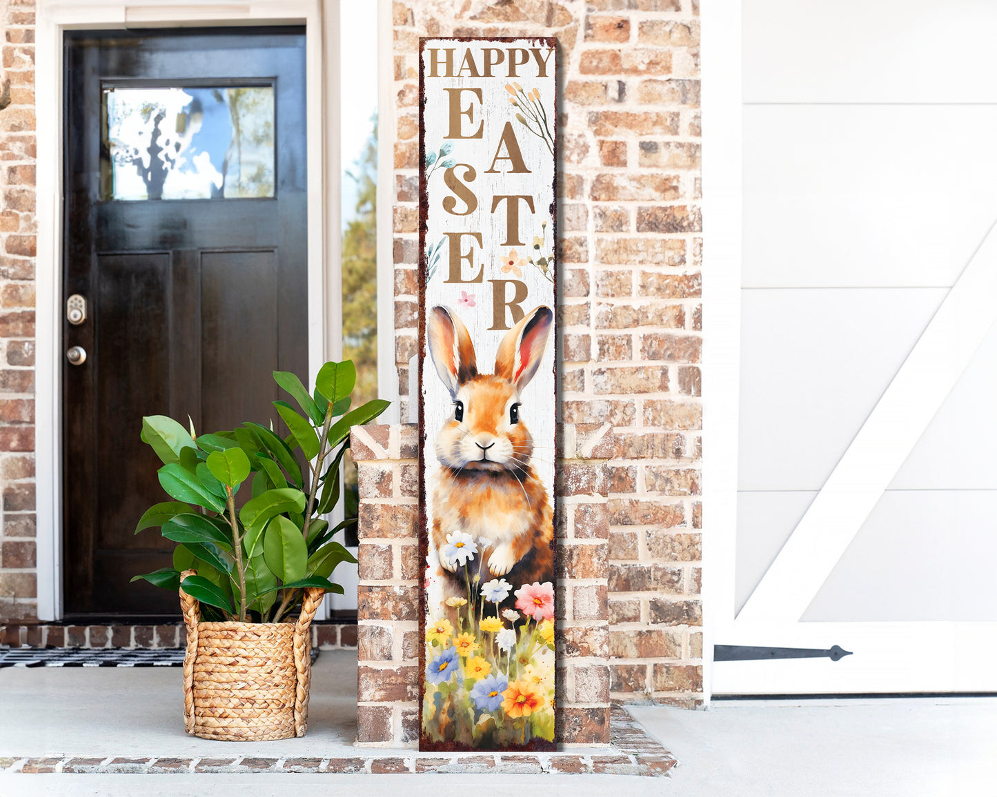 48in Rustic Modern Farmhouse 'Happy Easter' Sign for Front Porch Sign| Easter Outdoor Decor for Front Door