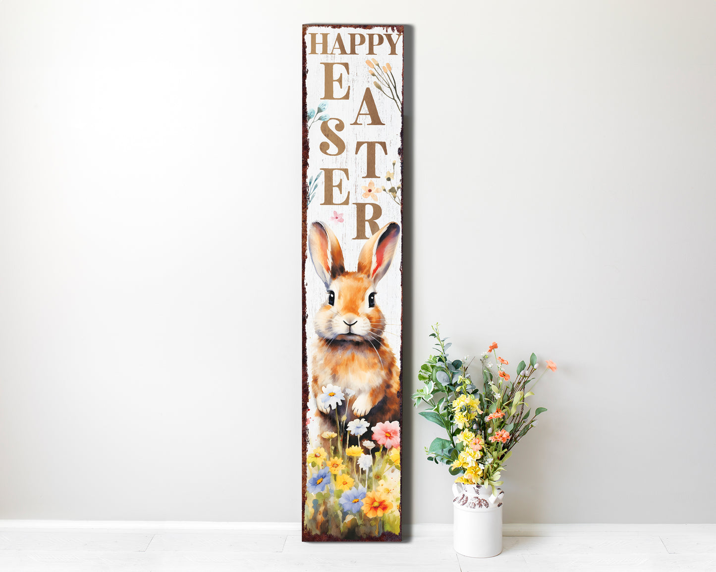 48in Rustic Modern Farmhouse 'Happy Easter' Sign for Front Porch Sign| Easter Outdoor Decor for Front Door