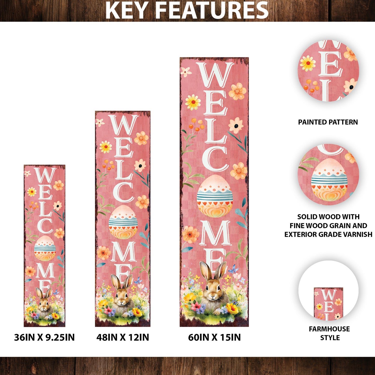 Easter Welcome Sign Decor for Front Porch | Easter Outdoor Decor for Front Door | Easter Gift | 3 Sizes