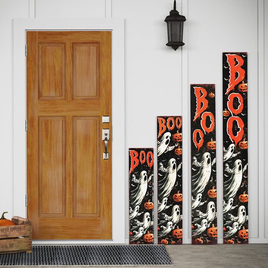 BOO Halloween Porch Sign - Front Porch Halloween Welcome Sign, Vintage Halloween Wooden Decoration, Halloween Decor