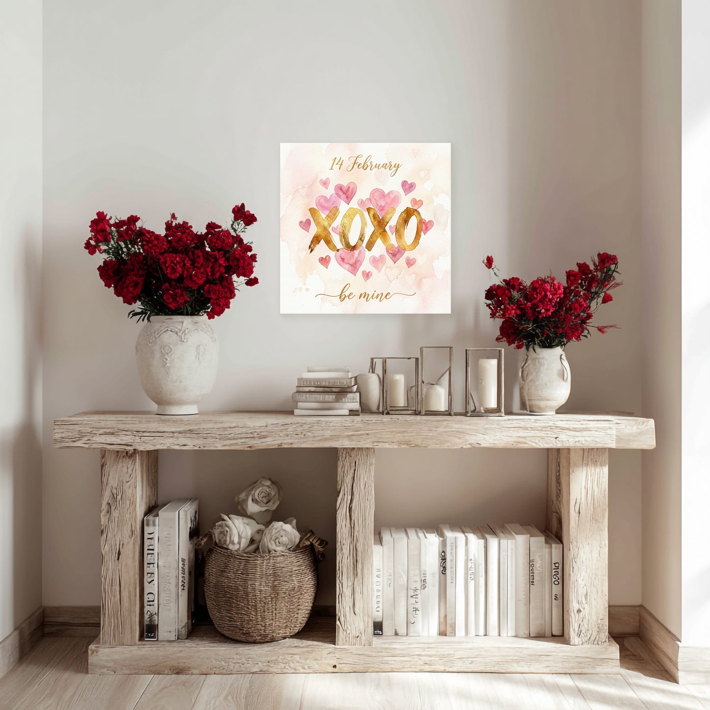 Valentine's XOXO Canvas Wall Art | Hugs & Kisses Decor