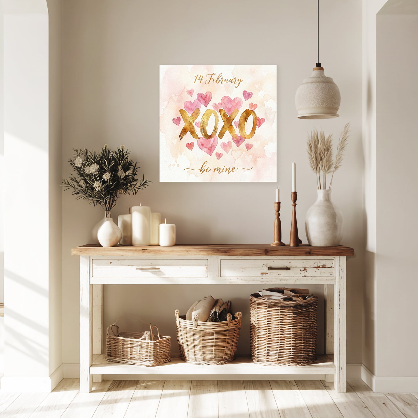 Valentine's XOXO Canvas Wall Art | Hugs & Kisses Decor