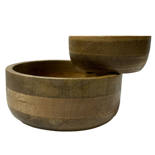 Calabash Bowl Set of 2  | Hand-Carved Decorative Wooden Bowls | Acacia Wood Serving Bowls