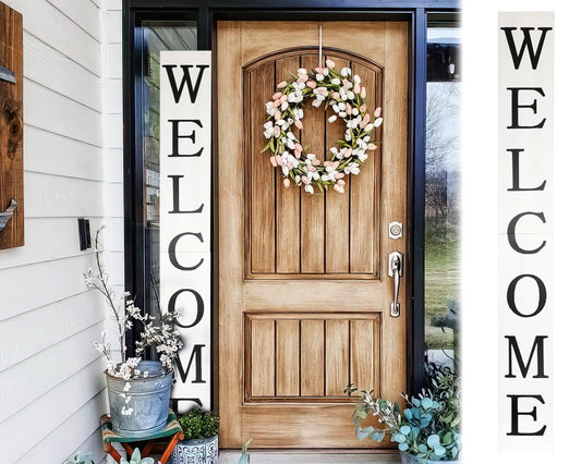 72in Rustic White Outdoor Welcome Sign - Elegant Decor for Front Door, Porch, and Entryway