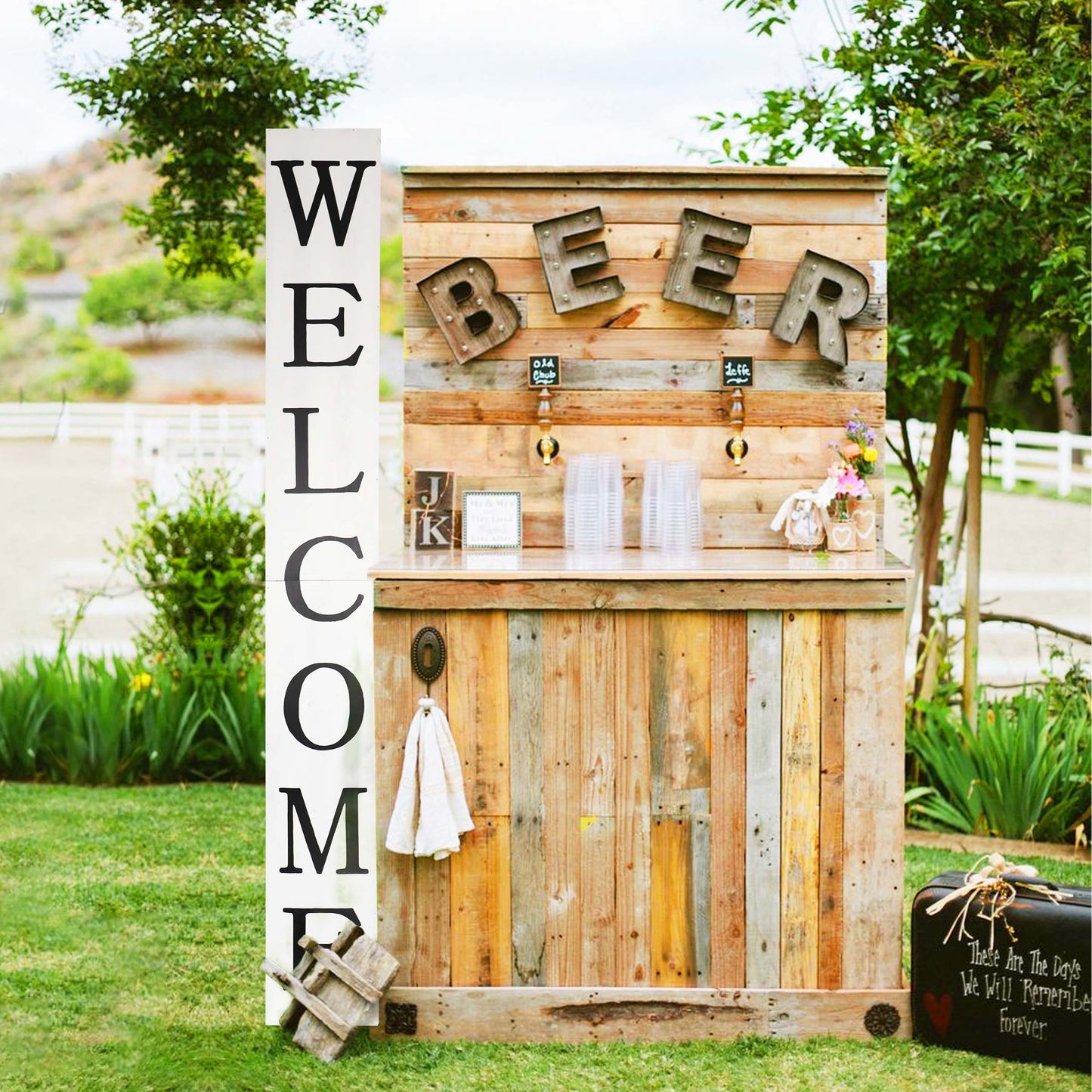 72in Rustic White Outdoor Welcome Sign - Elegant Decor for Front Door, Porch, and Entryway