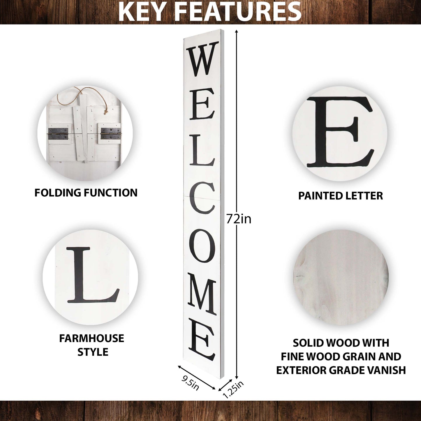 72in Rustic White Outdoor Welcome Sign - Elegant Decor for Front Door, Porch, and Entryway