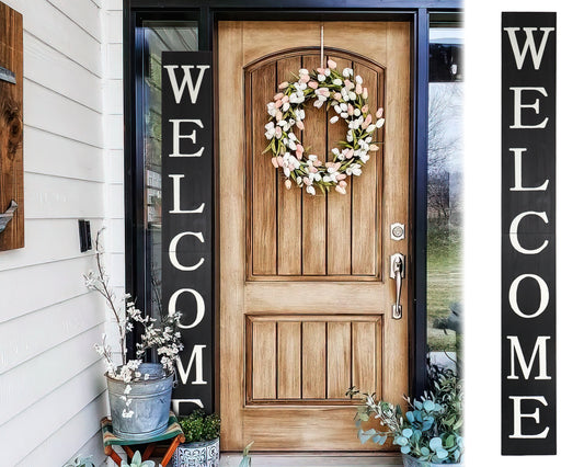 72in Welcome Porch Sign - Rustic Farmhouse Front Porch Decor in Black - Welcome Sign for Front Door