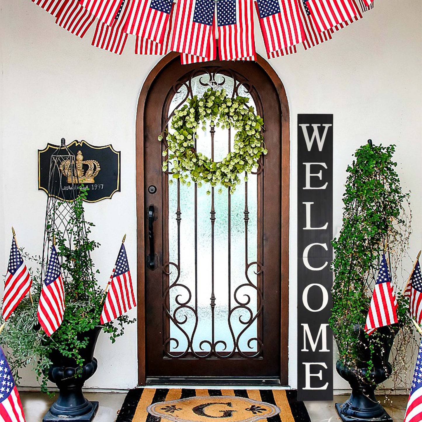 72in Welcome Porch Sign - Rustic Farmhouse Front Porch Decor in Black - Welcome Sign for Front Door