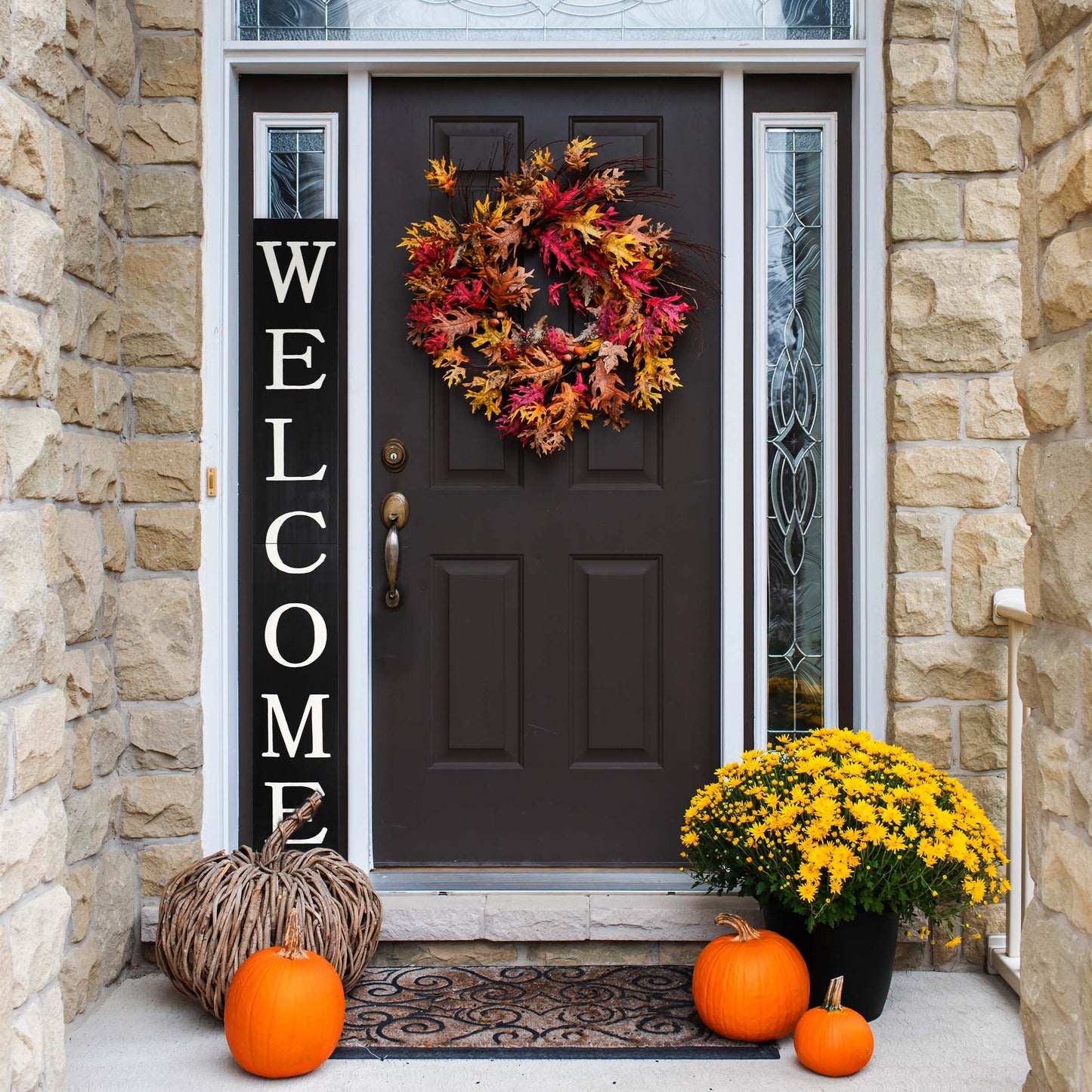 72in Welcome Porch Sign - Rustic Farmhouse Front Porch Decor in Black - Welcome Sign for Front Door