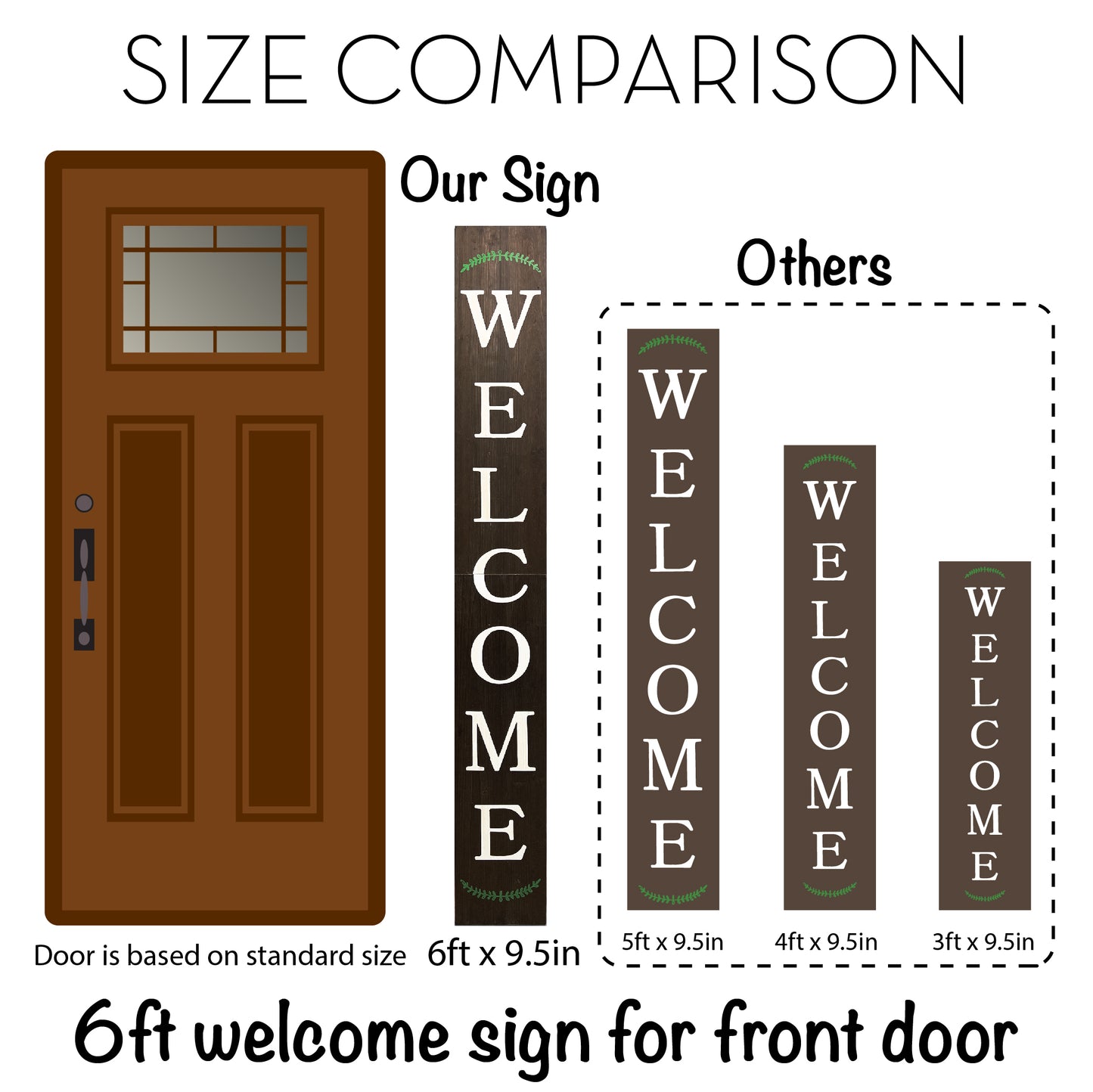 72in Outdoor Welcome Sign | Brown Front Door Decor | Rustic Tall Welcome Sign | Front Porch Decor