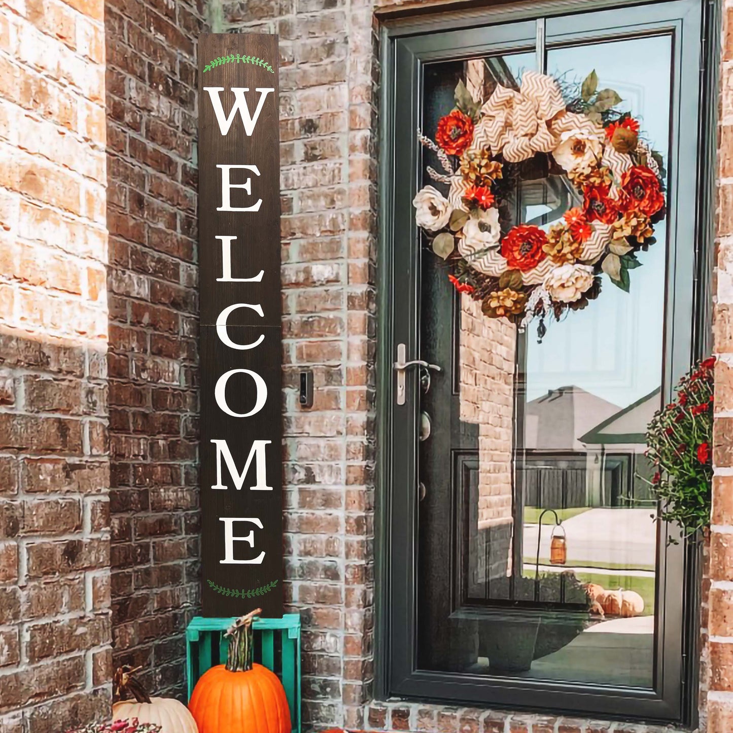 72in Outdoor Welcome Sign | Brown Front Door Decor | Rustic Tall Welcome Sign | Front Porch Decor