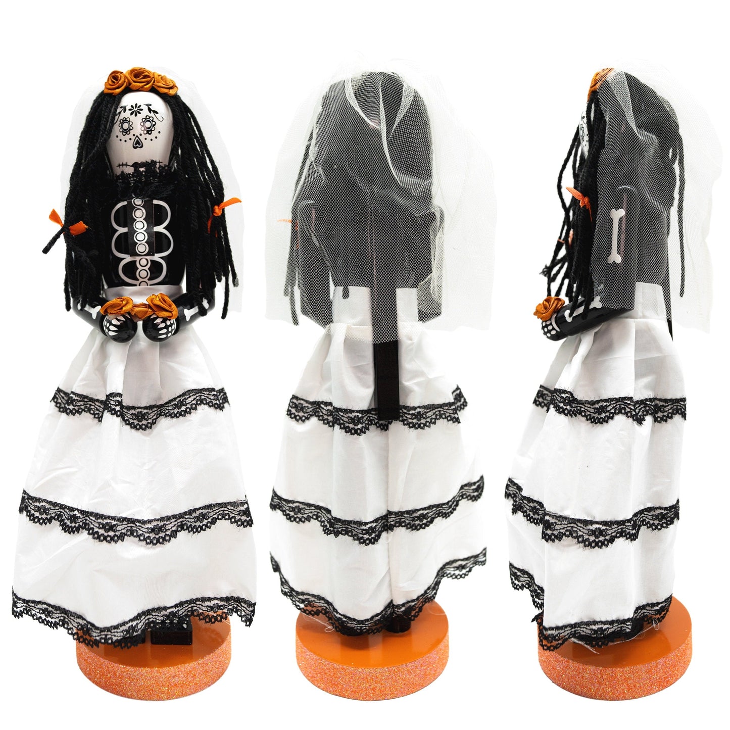 Dia De Los Muertos Girl Nutcracker Hand-Painted Day of The Dead Skeleton Decorative Figurine for Home